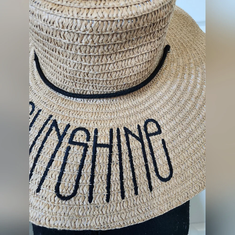 Sunshine Tan‎ Straw Hat Beach Summer Embroidered